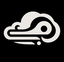 A black and white logo with a cloud in it vector