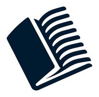 A black open book icon on a white background vector