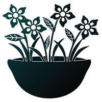 Modern Botanical Design Simple Line Art of Potted Flower Arrangement vector