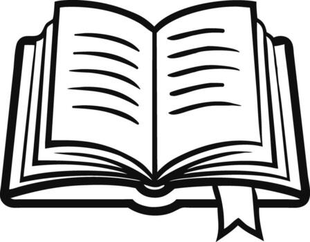 Clean and Simple Open Book Sketch Black and White Line Drawing vector