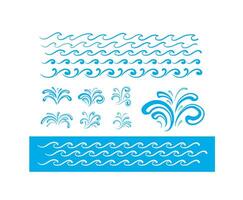 Set of blue waves and swirls vector