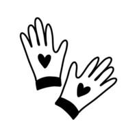 illustration of monochrome gardening gloves in a flat doodle design. isolated. It is suitable for use in horticultural, environmental projects, well for blogs, websites about gardening and plant care. vector