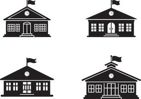 School Building Silhouette Set for Design Projects vector