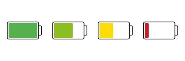 Battery Levels Charging Icon Set. Battery Power Indicator Symbol Collection. Isolated Illustration vector