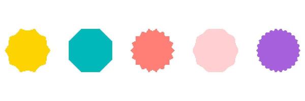 Colorful Geometric Shapes Pixelated Icon Set. Pixel Art Symbol Collection Of Colorful Geometric Shapes In Various Designs. Isolated Illustration vector