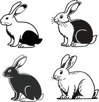Silhouette set of rabbits vector