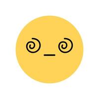 Cute yellow smile icon with a tired expression. Yellow character with an unhappy mood isolated on a white background. flat illustration. Perfect for social media, stickers. vector
