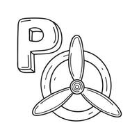 An illustration of letter P stand for propeller vector