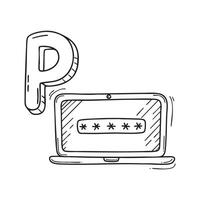 An illustration of letter P stand for password vector