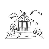 small pavilion on a hilltop with a scenic view vector