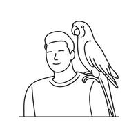 parrot balancing on a person shoulder vector