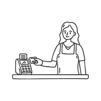 customer inserting a card into a POS machine vector