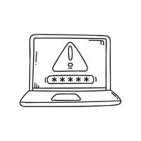 incorrect password message appearing on a computer screen vector