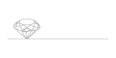 Continuous illustration drawing of single line diamond vector