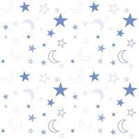 Blue Moon crescent and stars pattern seamless vector