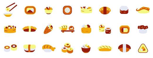 Sushi icons set in several colors. vector