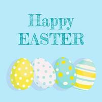 Easter banner with eggs on blue background. Graphic design. vector