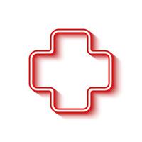 Red cross symbol on a white background. Graphic design. vector