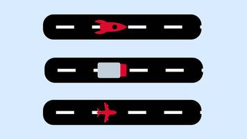 A conceptual illustration of traffic lanes with different vehicle movements, representing urban mobility and road infrastructure. video