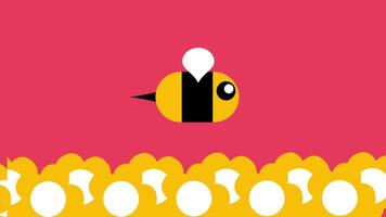 A cartoon-style bee flying over a honeycomb structure, symbolizing pollination, nature, and the essential role of bees in ecosystems. video