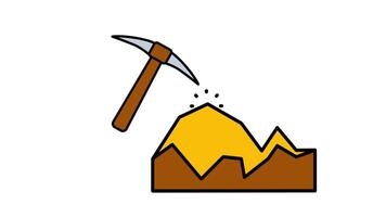 A simple representation of mining tools on a rocky surface, symbolizing resource extraction and industry. video