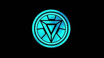 A high-tech symbol resembling a holographic badge, representing digital evolution, cybersecurity, and advanced communication. video
