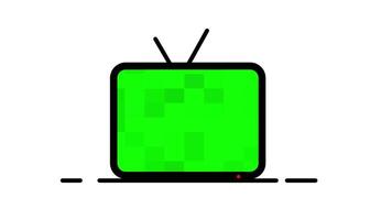 A television screen displaying a pixelated green image, representing digital media, distortion, technology, old screens, and low-resolution graphics. video