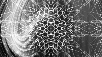 White lines create intricate symmetrical patterns on dark gray. Suitable for abstract backgrounds, digital design, wallpaper, or technology themed projects. video