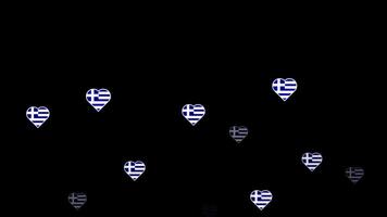 National flag of greece, heart shape flag appear loop animation, greece flag on transparent background, alpha channel 4k footage video