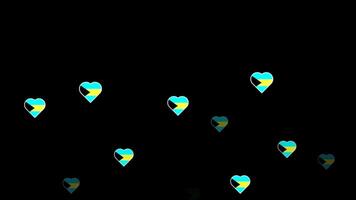 National flag of bahamas, heart shape flag appear loop animation, bahamas flag on transparent background, alpha channel 4k footage video