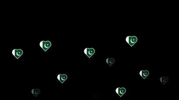 National flag of pakistan, heart shape flag appear loop animation, pakistan flag on transparent background, alpha channel 4k footage video