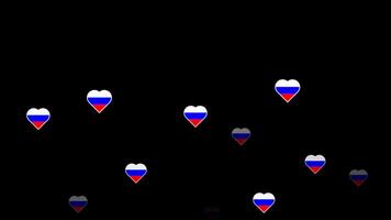 National flag of russia, heart shape flag appear loop animation, russia flag on transparent background, alpha channel 4k footage video