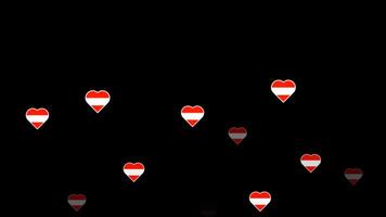 National flag of austria, heart shape flag appear loop animation, austria flag on transparent background, alpha channel 4k footage video