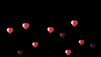 National flag of bahrain, heart shape flag appear loop animation, bahrain flag on transparent background, alpha channel 4k footage video