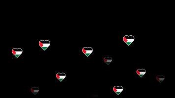National flag of palestine, heart shape flag appear loop animation, palestine flag on transparent background, alpha channel 4k footage video