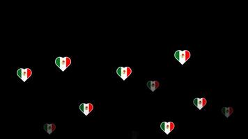 National flag of mexico, heart shape flag appear loop animation, mexico flag on transparent background, alpha channel 4k footage video