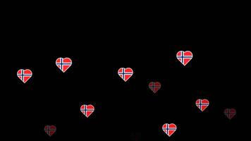 National flag of norway, heart shape flag appear loop animation, norway flag on transparent background, alpha channel 4k footage video