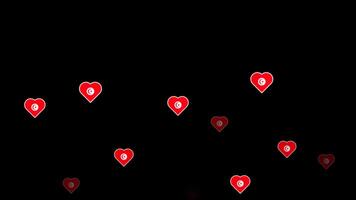 National flag of tunisia, heart shape flag appear loop animation, tunisia flag on transparent background, alpha channel 4k footage video