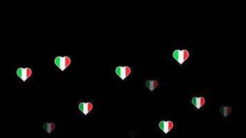 National flag of italy, heart shape flag appear loop animation, italy flag on transparent background, alpha channel 4k footage video