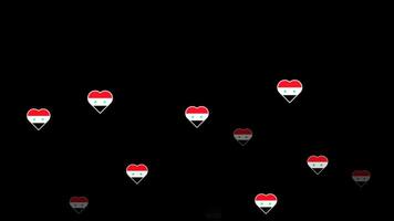 National flag of syria, heart shape flag appear loop animation, syria flag on transparent background, alpha channel 4k footage video