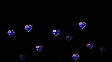 National flag of australia, heart shape flag appear loop animation, australia flag on transparent background, alpha channel 4k footage video