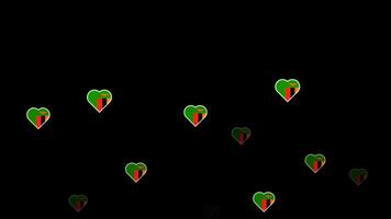 National flag of zambia, heart shape flag appear loop animation, zambia flag on transparent background, alpha channel 4k footage video