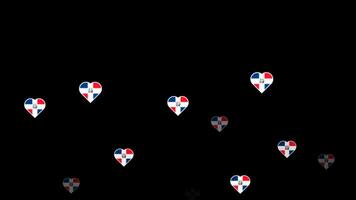 National flag of dominican republic, heart shape flag appear loop animation, dominican republic flag on transparent background, alpha channel 4k footage video
