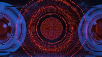 Red and Blue Concentric Circles Expanding and Contracting with Data Analysis Charts video