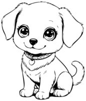 The cute puppy sticker, drawn in doodle style, looks charming and playful. It is drawn with simple, slightly careless lines, which gives the drawing lightness and funny dynamics. png