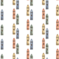 Back to school. Watercolor hand-drawn seamless pattern with felt-tip pen. Cute school print png