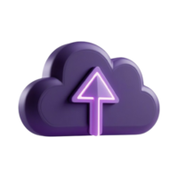 Modern 3D Cloud Upload Symbol for Data Storage and Backup png