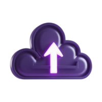 3D Cloud Upload Icon with Futuristic Digital Data Transfer Design png