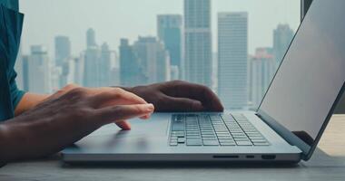 Developer refining code near urban skyline, developer inspired by modern architecture, developer bridging innovation with creative design, powerful material for tech or startup storytelling. video