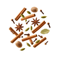 Spices floating in the air create a captivating display png